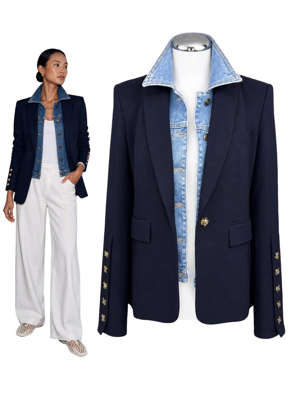 $695 VERONICA BEARD Dickey Blazer Jacket Size 2 Navy Blue